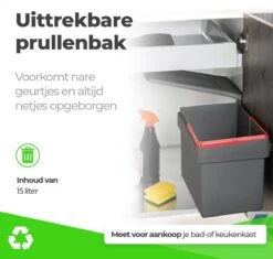 Eleganca Afvalbak 15 Liter – Inbouw Prullenbak – Inbouw Afvalemmer – Uittrekbare Prullenbak – Afvalemmer Keuken – Antraciet – Hygiënisch – Ruimtebesparend Vuilnisbak – B34.5xD25xH28,5cm -Huishoudelijke Schoonmaak 1200x1142 18