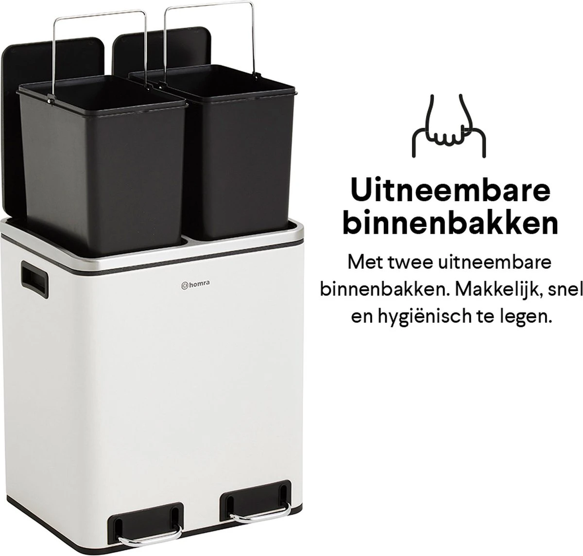 Homra BLINQ Afvalscheiding Prullenbak Met 2 Vakken - 2 X 15 L Inhoud - Duo Pedaalemmer Wit - Afvalemmer 30 Liter - Recycle Afvalbak - Witte Afvalscheidingsprullenbak - Hygiënisch Afval Scheiden - Keuken Vuilbak - Kantoor 19 Homra BLINQ Afvalscheiding Prullenbak Met 2 Vakken - 2 X 15 L Inhoud - Duo Pedaalemmer Wit - Afvalemmer 30 Liter - Recycle Afvalbak - Witte Afvalscheidingsprullenbak - Hygiënisch Afval Scheiden - Keuken Vuilbak - Kantoor - Afbeelding 17