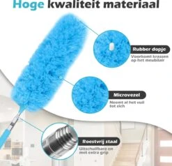 JUST23 Plumeau Uitschuifbaar Met Telescoopsteel – 60 Tot 140 Cm – Ragebol – Stoffer – Duster - Blauw - Incl. Microfiber Doek -Huishoudelijke Schoonmaak 1200x1156 9