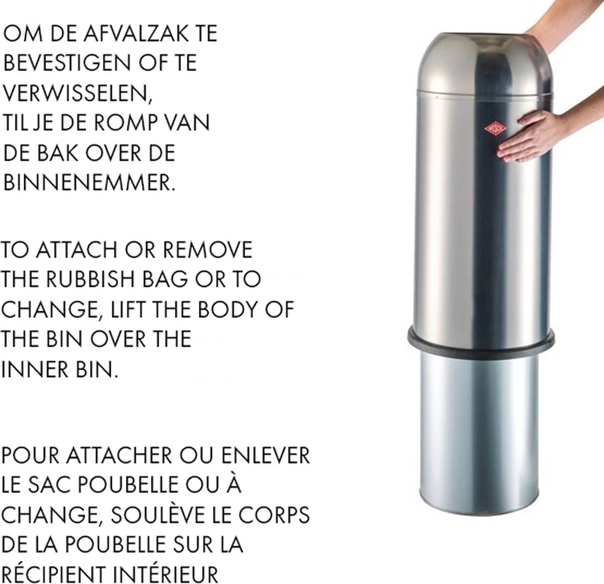 Prullenbak - Wesco Kickmaster Maxi Pedaalemmer - 40 L - Amandel 8 Prullenbak - Wesco Kickmaster Maxi Pedaalemmer - 40 L - Amandel - Afbeelding 6