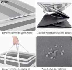 Draagbare Wasmand Met Versterkte Handgrepen - Set Van 3 X 75L Inhoud - Opvouwbaar - Waszakken Voor Wasgoed - Wassorteerder - Organizer Kleding - Wasbox -Huishoudelijke Schoonmaak 1200x1165 1