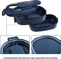 OITUGG Lunchbox Volwassenen: 2-laags Bento Box 1550 Ml Voor Mannen Vrouw - 3-vaks Lunchbox Met Bestek - BPA-vrije Plastic Lunchbox Geschikt Voor Kantoorschool - Magnetronbestendig Vaatwasmachinebestendig (blauw) -Huishoudelijke Schoonmaak 1200x1165 7