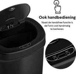 Homra FONIX Sensor Prullenbak Zwart 50 Liter - Automatische Soft Close Deksel - 50L - Zwarte Afvalemmer - Infrarood Sensor - Vuilnisbak Met Elektrische Deksel - Sensorbediening - Vingerafdrukvrij - Vuilafstotend - Zwarte Keuken En Kantoor Vuilbak -Huishoudelijke Schoonmaak 1200x1170 15