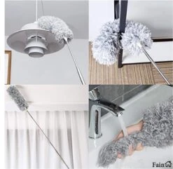 Fain® Plumeau Met Telescoopsteel – Grijs – 80 Tot 240 Cm - Uitschuifbaar – Wasbaar - Flexibel 360° Draaibaar – Duster - Microvezel Ragebol -Huishoudelijke Schoonmaak 1200x1170 2
