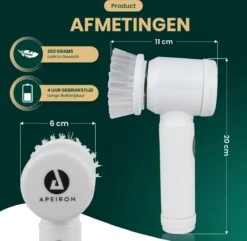 Apeiron Elektrische Schoonmaakborstel - Poetsmachine - Poliermachine - Schrobborstel - Handborstel - Werkborstel - Schrobber - Boorborstel - Wasborstel - Schoonmaakmiddelen - Reinigingsborstel - 3 Opzetstukken -Huishoudelijke Schoonmaak 1200x1170 4