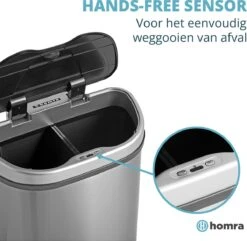 Afvalscheiding Sensor Prullenbak RVS 70 Liter - 2 Vakken - 2x35L - Zilver - Recycle Afvalemmer Homra QUBIX - Automatische Softclose Deksel - Hygiënische Design Vuilnisbak - Sensorbediening - Vingerafdrukvrij - Vuilafstotend - Keuken & Kantoor Vuilbak 15 Afvalscheiding Sensor Prullenbak RVS 70 Liter - 2 Vakken - 2x35L - Zilver - Recycle Afvalemmer Homra QUBIX - Automatische Softclose Deksel - Hygiënische Design Vuilnisbak - Sensorbediening - Vingerafdrukvrij - Vuilafstotend - Keuken & Kantoor Vuilbak -Huishoudelijke Schoonmaak 1200x1171 5