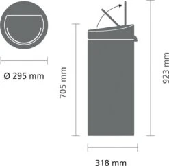 Brabantia Touch Bin Prullenbak - 30 L - Soft Beige -Huishoudelijke Schoonmaak 1200x1177 19