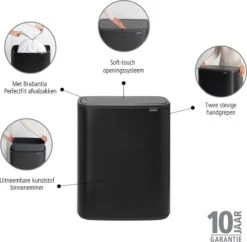 Brabantia Bo Touch Bin Prullenbak - 60 L - Matt Black -Huishoudelijke Schoonmaak 1200x1177 20