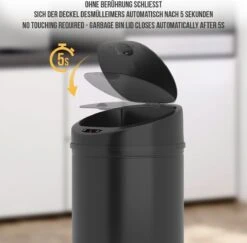 GoodVibes - Prullenbak Met Sensor - Vuilbak - Automatische Bewegingssensor - Hygiëne - 60L - Zwart -Huishoudelijke Schoonmaak 1200x1182 13