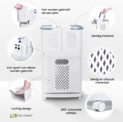Life’s Green® - Wasmand - Wassorteerder - Wasmand 3 Vakken - Wit -Huishoudelijke Schoonmaak 1200x1184 6