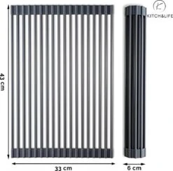 Kitch&Life Afdruiprek Oprolbaar - Mat Zwart - Pannenonderzetter - Afdruipmat - Keukenrek 3-in-1 -Huishoudelijke Schoonmaak 1200x1185 1