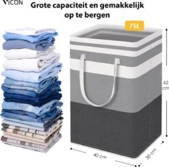 Draagbare Wasmand Met Versterkte Handgrepen - Set Van 3 X 75L Inhoud - Opvouwbaar - Waszakken Voor Wasgoed - Wassorteerder - Organizer Kleding - Wasbox -Huishoudelijke Schoonmaak 1200x1186 2