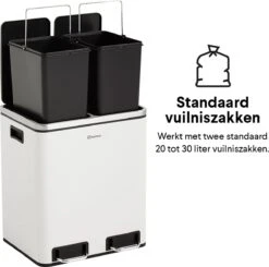 Homra BLINQ Afvalscheiding Prullenbak Met 2 Vakken - 2 X 15 L Inhoud - Duo Pedaalemmer Wit - Afvalemmer 30 Liter - Recycle Afvalbak - Witte Afvalscheidingsprullenbak - Hygiënisch Afval Scheiden - Keuken Vuilbak - Kantoor 27 Homra BLINQ Afvalscheiding Prullenbak Met 2 Vakken - 2 X 15 L Inhoud - Duo Pedaalemmer Wit - Afvalemmer 30 Liter - Recycle Afvalbak - Witte Afvalscheidingsprullenbak - Hygiënisch Afval Scheiden - Keuken Vuilbak - Kantoor -Huishoudelijke Schoonmaak 1200x1190 20