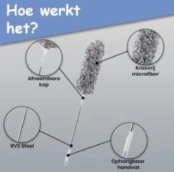 Fain® Plumeau Met Telescoopsteel – Grijs – 80 Tot 240 Cm - Uitschuifbaar – Wasbaar - Flexibel 360° Draaibaar – Duster - Microvezel Ragebol -Huishoudelijke Schoonmaak 1200x1190 7