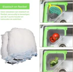 Merkloos Gootsteen Organizer - Gootsteen Afval Netje - Gootsteenontstopper - Spoelbak - Incl. 50 Netjes -Huishoudelijke Schoonmaak 1200x1191 7