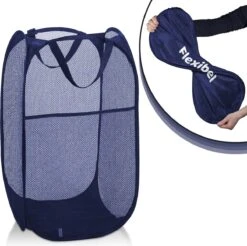 Allsa Wasmand - Opvouwbare Wasmand - 70 L - Extra Opbergvak - Stevig - Blauw -Huishoudelijke Schoonmaak 1200x1193 1