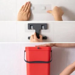 Homra Wall-up Prullenbak | Inbouwprullenbak Ophangbaar Met Plakstrip | GFT Vuilbak | Werkblak Afvalbak | Draagbare Vuilnisemmer | 12L Inhoud | Rood -Huishoudelijke Schoonmaak 1200x1195 19