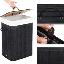 Wasmand Met Deksel 60 L - Bamboe - Zwart -Huishoudelijke Schoonmaak 1200x1198 36