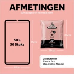 BagFitter Roze B 50L Vuilniszak Met Trekband Van 100% Gerecycled Plastic - 75cm X 61cm - 30 Stuks - 50 Liter - Vuilniszakken - Afvalzakken - Prullenbakzakken Geschikt Voor O.a. Homra Lux En StangVollby Mandal 11 BagFitter Roze B 50L Vuilniszak Met Trekband Van 100% Gerecycled Plastic - 75cm X 61cm - 30 Stuks - 50 Liter - Vuilniszakken - Afvalzakken - Prullenbakzakken Geschikt Voor O.a. Homra Lux En StangVollby Mandal -Huishoudelijke Schoonmaak 1200x1199 44