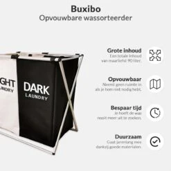 Buxibo Wasmand 2 Vakken - Wassorteerder - Wasmanden - Opvouwbaar - Wasbox - 90L - Laundry Basket - Dubbele Wasmand -Huishoudelijke Schoonmaak 1200x1200 1064