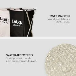 Buxibo Wasmand 2 Vakken - Wassorteerder - Wasmanden - Opvouwbaar - Wasbox - 90L - Laundry Basket - Dubbele Wasmand -Huishoudelijke Schoonmaak 1200x1200 1065