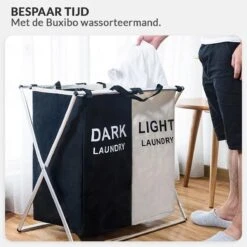 Buxibo Wasmand 2 Vakken - Wassorteerder - Wasmanden - Opvouwbaar - Wasbox - 90L - Laundry Basket - Dubbele Wasmand -Huishoudelijke Schoonmaak 1200x1200 1067