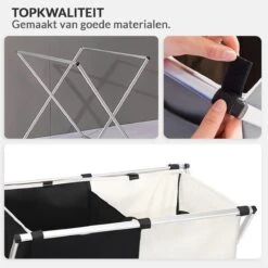 Buxibo Wasmand 2 Vakken - Wassorteerder - Wasmanden - Opvouwbaar - Wasbox - 90L - Laundry Basket - Dubbele Wasmand -Huishoudelijke Schoonmaak 1200x1200 1068
