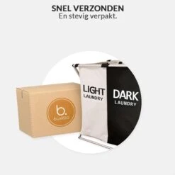 Buxibo Wasmand 2 Vakken - Wassorteerder - Wasmanden - Opvouwbaar - Wasbox - 90L - Laundry Basket - Dubbele Wasmand -Huishoudelijke Schoonmaak 1200x1200 1069