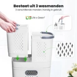 Life’s Green® - Wasmand - Wassorteerder - Wasmand 3 Vakken - Wit -Huishoudelijke Schoonmaak 1200x1200 1092