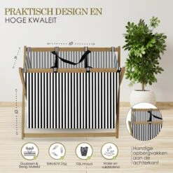 MIRI Wasmand – Wassorteerder – Gestreept – Wasmanden – Wasmand 3 Vakken – Opvouwbaar – Wasbox – Bamboe – 105L – Incl. Schroevendraaier – Laundry Basket – LIMITED EDITION 13 MIRI Wasmand – Wassorteerder – Gestreept – Wasmanden – Wasmand 3 Vakken – Opvouwbaar – Wasbox – Bamboe – 105L – Incl. Schroevendraaier – Laundry Basket – LIMITED EDITION -Huishoudelijke Schoonmaak 1200x1200 1098