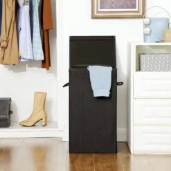 Opvouwbare Wasmand Met Deksel En Handvaten, 85L - Zwart -Huishoudelijke Schoonmaak 1200x1200 1107