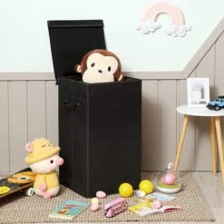 Opvouwbare Wasmand Met Deksel En Handvaten, 85L - Zwart -Huishoudelijke Schoonmaak 1200x1200 1108