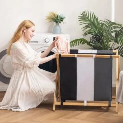 Vivid Green Wasmand Met 3 Vakken - Wassorteerder - Opvouwbaar - Wasmanden - Bamboe - 105L -Huishoudelijke Schoonmaak 1200x1200 1144