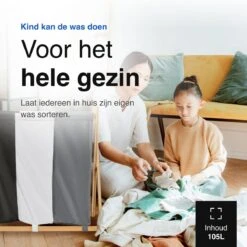 Vivid Green Wasmand Met 3 Vakken - Wassorteerder - Opvouwbaar - Wasmanden - Bamboe - 105L -Huishoudelijke Schoonmaak 1200x1200 1145