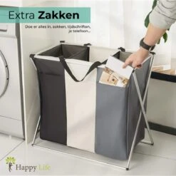 HAPPY LIFE – Wassorteerder – Stevige Grote Wasmand Met 3 Vakken – 118 L Opvouwbaar – Aluminium - Polyester 15 HAPPY LIFE – Wassorteerder – Stevige Grote Wasmand Met 3 Vakken – 118 L Opvouwbaar – Aluminium - Polyester -Huishoudelijke Schoonmaak 1200x1200 1155