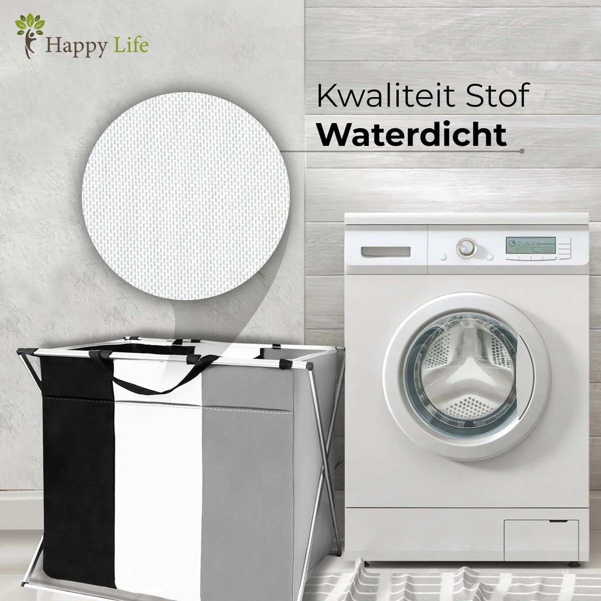 HAPPY LIFE – Wassorteerder – Stevige Grote Wasmand Met 3 Vakken – 118 L Opvouwbaar – Aluminium - Polyester 8 HAPPY LIFE – Wassorteerder – Stevige Grote Wasmand Met 3 Vakken – 118 L Opvouwbaar – Aluminium - Polyester - Afbeelding 6