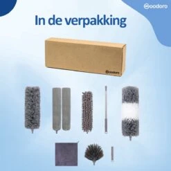 Woodoro Ragebol Uitschuifbaar Complete 9-Delige Set - Verstelbare Telescoopsteel - Plumeau - RVS - Zwart & Grijs -Huishoudelijke Schoonmaak 1200x1200 1514