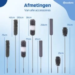 Woodoro Ragebol Uitschuifbaar Complete 9-Delige Set - Verstelbare Telescoopsteel - Plumeau - RVS - Zwart & Grijs -Huishoudelijke Schoonmaak 1200x1200 1516