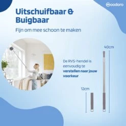 Woodoro Ragebol Uitschuifbaar Complete 9-Delige Set - Verstelbare Telescoopsteel - Plumeau - RVS - Zwart & Grijs -Huishoudelijke Schoonmaak 1200x1200 1521