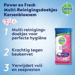 Dettol - Schoonmaakdoekjes - Power & Fresh - Kersenbloesem - 80 Stuks X8 -Huishoudelijke Schoonmaak 1200x1200 1626