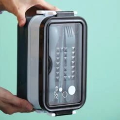 Lunchbox - Meal Prep Bakjes - Lunch Box Met Deksel - Meal Prep – Bento Box - Lunchtrommel Met Bestek Blauw -Huishoudelijke Schoonmaak 1200x1200 2135