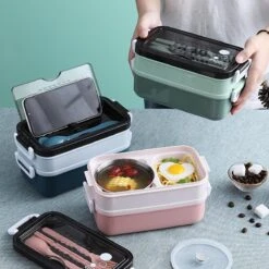 Lunchbox - Meal Prep Bakjes - Lunch Box Met Deksel - Meal Prep – Bento Box - Lunchtrommel Met Bestek Blauw -Huishoudelijke Schoonmaak 1200x1200 2140