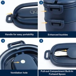 OITUGG Lunchbox Volwassenen: 2-laags Bento Box 1550 Ml Voor Mannen Vrouw - 3-vaks Lunchbox Met Bestek - BPA-vrije Plastic Lunchbox Geschikt Voor Kantoorschool - Magnetronbestendig Vaatwasmachinebestendig (blauw) -Huishoudelijke Schoonmaak 1200x1200 2144