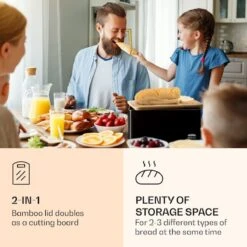 Klarstein Granrosi Oklahoma Broodtrommel - 35,5 X 15,5 X 23 Cm - Brooddoos Met Snijplank - Metaal & Bamboe -Huishoudelijke Schoonmaak 1200x1200 2371