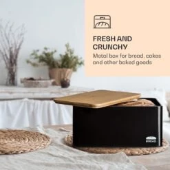 Klarstein Granrosi Oklahoma Broodtrommel - 35,5 X 15,5 X 23 Cm - Brooddoos Met Snijplank - Metaal & Bamboe -Huishoudelijke Schoonmaak 1200x1200 2373