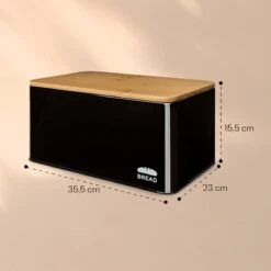 Klarstein Granrosi Oklahoma Broodtrommel - 35,5 X 15,5 X 23 Cm - Brooddoos Met Snijplank - Metaal & Bamboe -Huishoudelijke Schoonmaak 1200x1200 2374