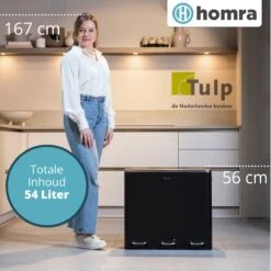 Homra SPARQ Afvalscheiding Prullenbak 3 Vakken - 3 X 18 L Inhoud - 54 Liter - Zwart - RVS - Trio Pedaalemmer - 3-vaks Recycle Afvalemmer - Hygiënisch Afval Scheiden - Zwarte Keuken Vuilbak - Kantoor Prullenbak - Pedaal - Afvalscheidingsprullenbak -Huishoudelijke Schoonmaak 1200x1200 2610