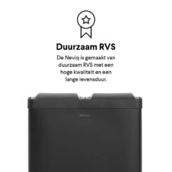 Homra NEVIQ Afvalscheiding Prullenbak Met 2 Vakken - 2 X 30 L Inhoud - Duo Pedaalemmer In Mat Zwart - 2-vaks Afvalemmer 60 Liter - Hoogwaardig RVS - Pedaal Vuilbak - Hygiënisch Afval Scheiden - Zwarte Duo Prullenbak - Dubbele Vuilnisbak -Huishoudelijke Schoonmaak 1200x1200 2651