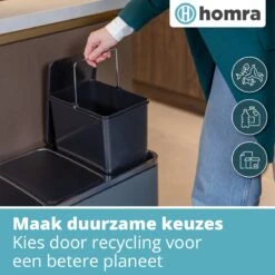 Homra SPARQ Afvalscheiding Prullenbak 3 Vakken - 3 X 18 L Inhoud - 54 Liter - Grijs - RVS - Trio Pedaalemmer - 3-vaks Recycle Afvalemmer - Hygiënisch Afval Scheiden - Grijze Keuken Vuilbak - Kantoor Prullenbak - Pedaal - Afvalscheidingsprullenbak -Huishoudelijke Schoonmaak 1200x1200 2687