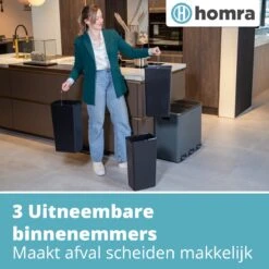 Homra SPARQ Afvalscheiding Prullenbak 3 Vakken - 3 X 18 L Inhoud - 54 Liter - Grijs - RVS - Trio Pedaalemmer - 3-vaks Recycle Afvalemmer - Hygiënisch Afval Scheiden - Grijze Keuken Vuilbak - Kantoor Prullenbak - Pedaal - Afvalscheidingsprullenbak -Huishoudelijke Schoonmaak 1200x1200 2688